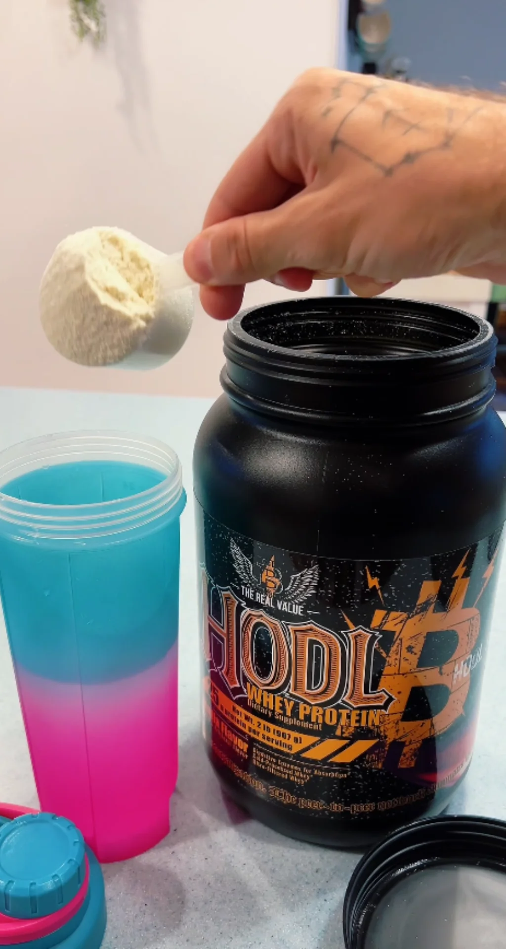 Athlete using premium protein supplement